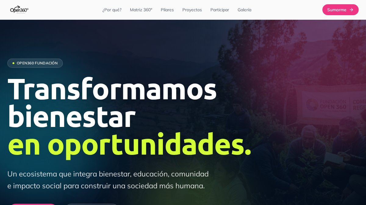 Vista previa del sitio de Fundación Open 360°